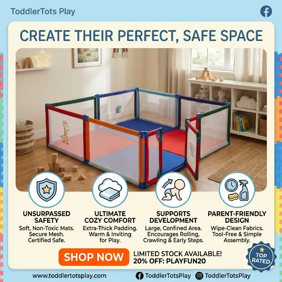 POCO CASA 8-Panel Playpen with Gate & Mattress | YEVOBAY Sri Lanka