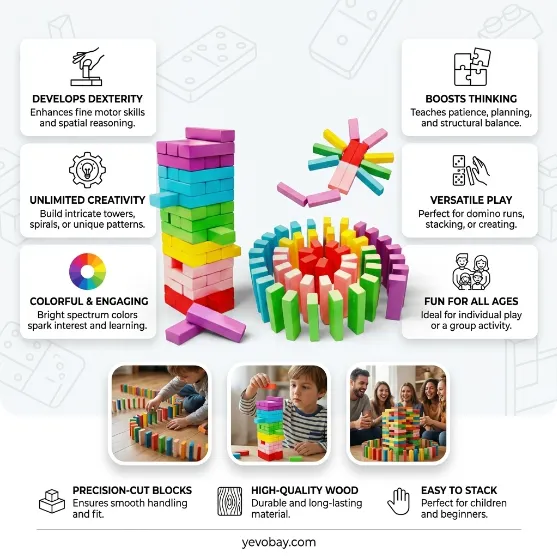 48PCS wooden rainbow stacker Toy Set