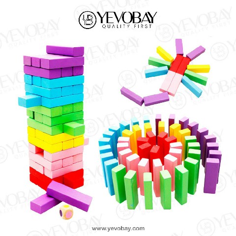 48PCS wooden rainbow stacker Toy Set