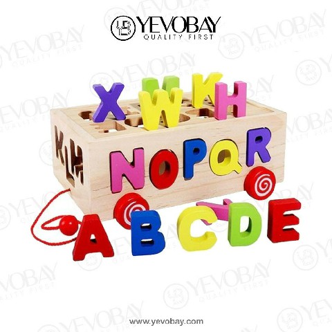 Wooden Letter Box Pulling Toy Car | Educational Wood Toy