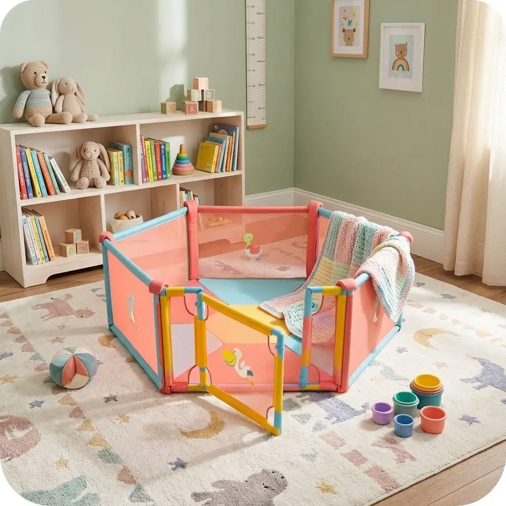 6 Panel Playpen With Granny Gate 6 .6 feet (Poco Casa) - Without Mattress