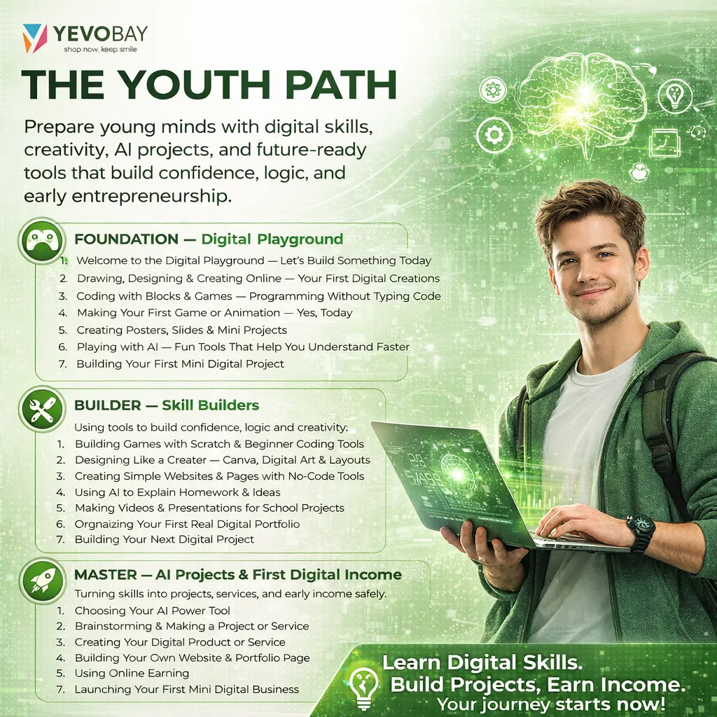 The Youth Path: Complete Digital Skills, Coding & AI Projects Course for Beginners