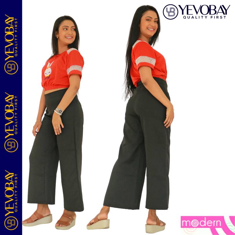 MODERN Wide Leg pull On Pant : BLACK