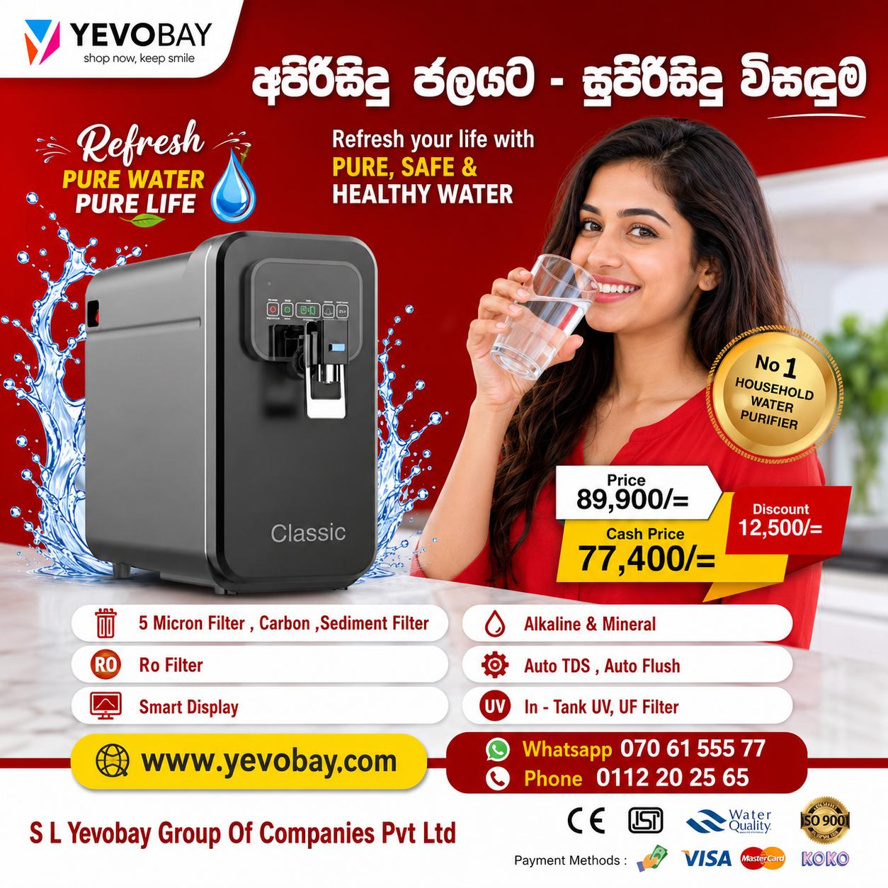 Yevobay CLASSIC Table Top RO Water Purifier (Grey)