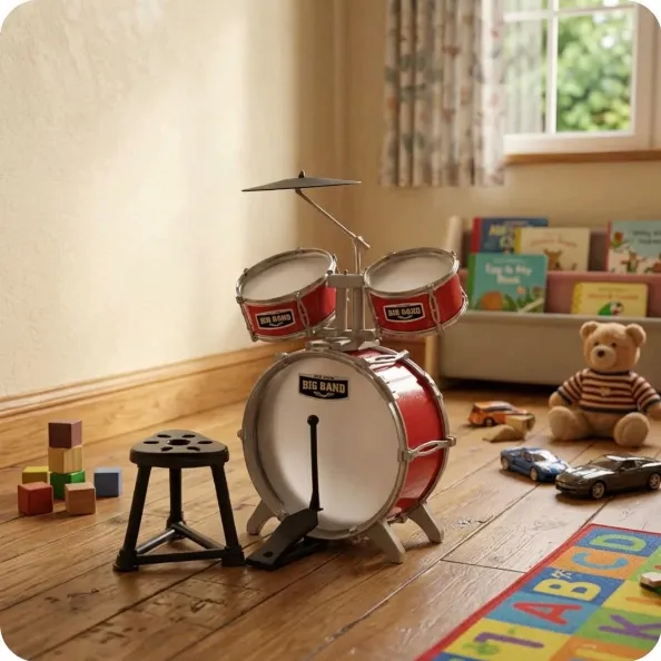 Little Story Kids Drum Set with Stool