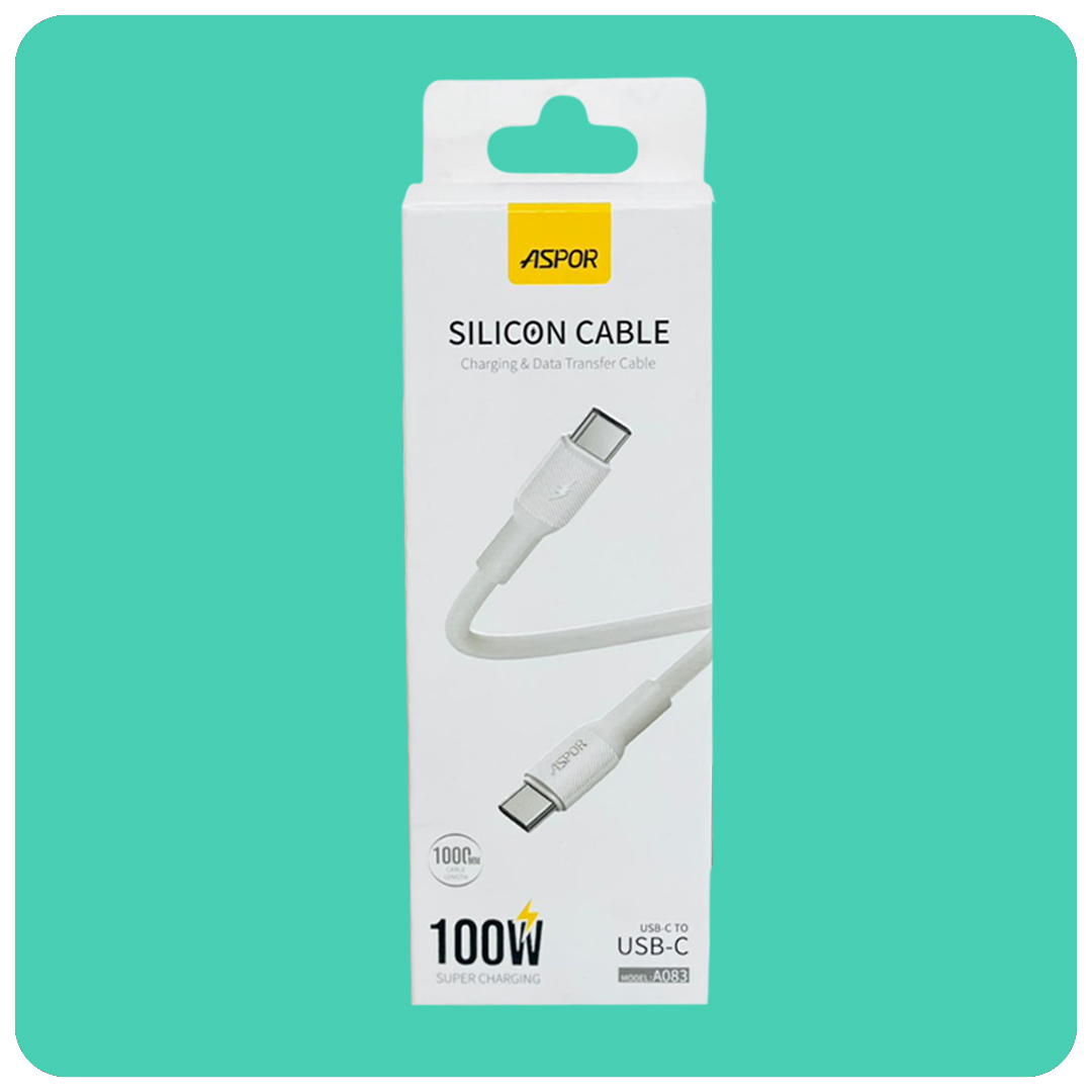 ASPOR 100W Silicone Type-C to Type-C Fast Charging Cable
