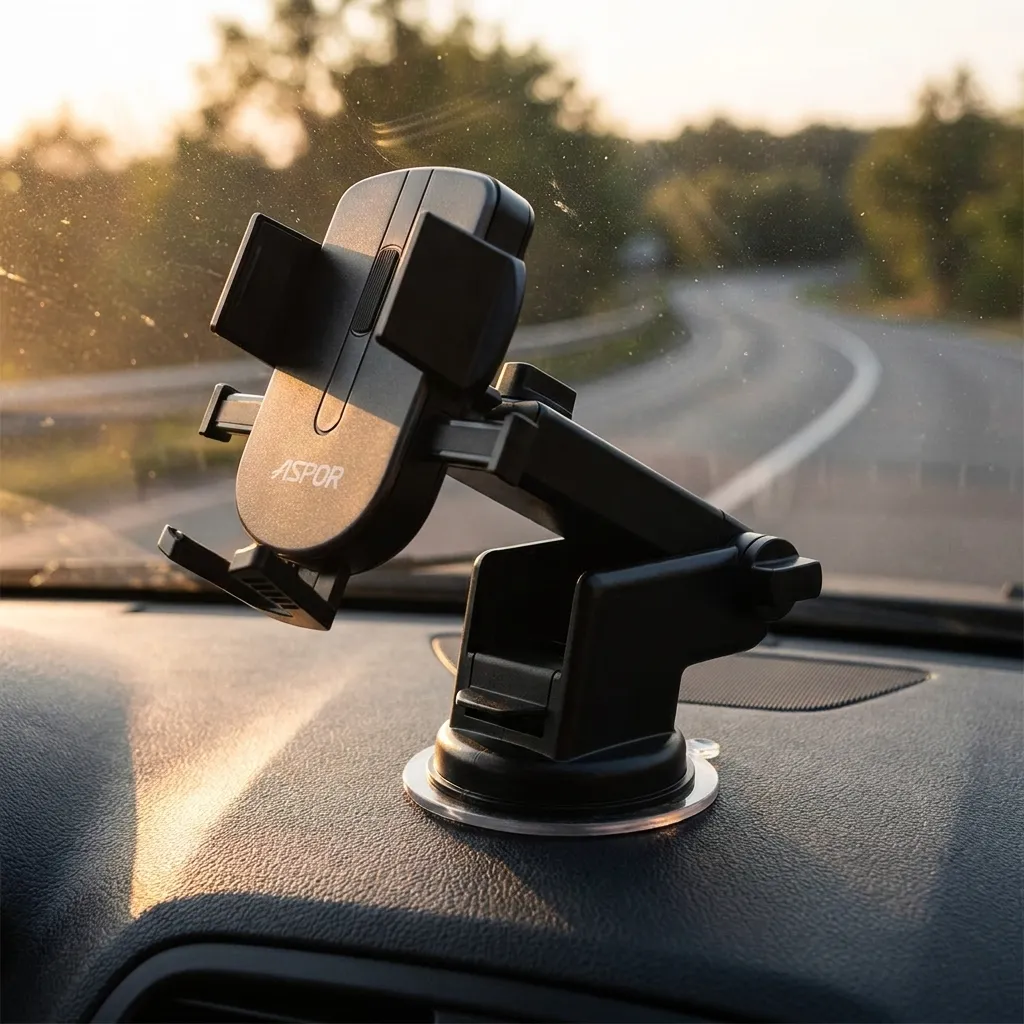 Aspor A570 Universal Car Phone Holder – 360° Adjustable Dashboard & Windshield Mount Bracket