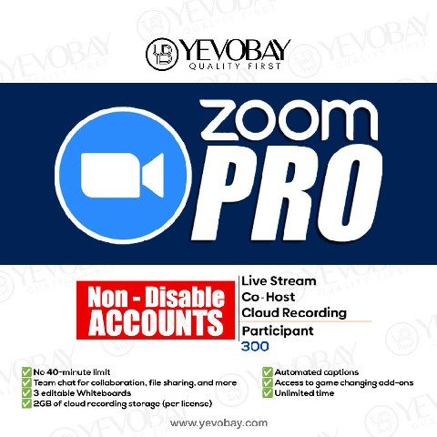 Zoom Pro One Month - 300 Participants (None Disabled)