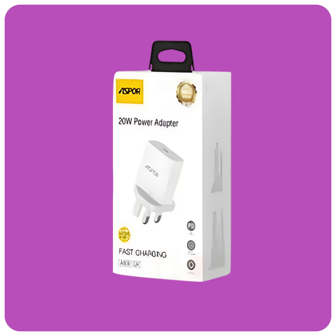 Aspor A808 Fast Power Adapter – 3-Pin Dock Wall Charger