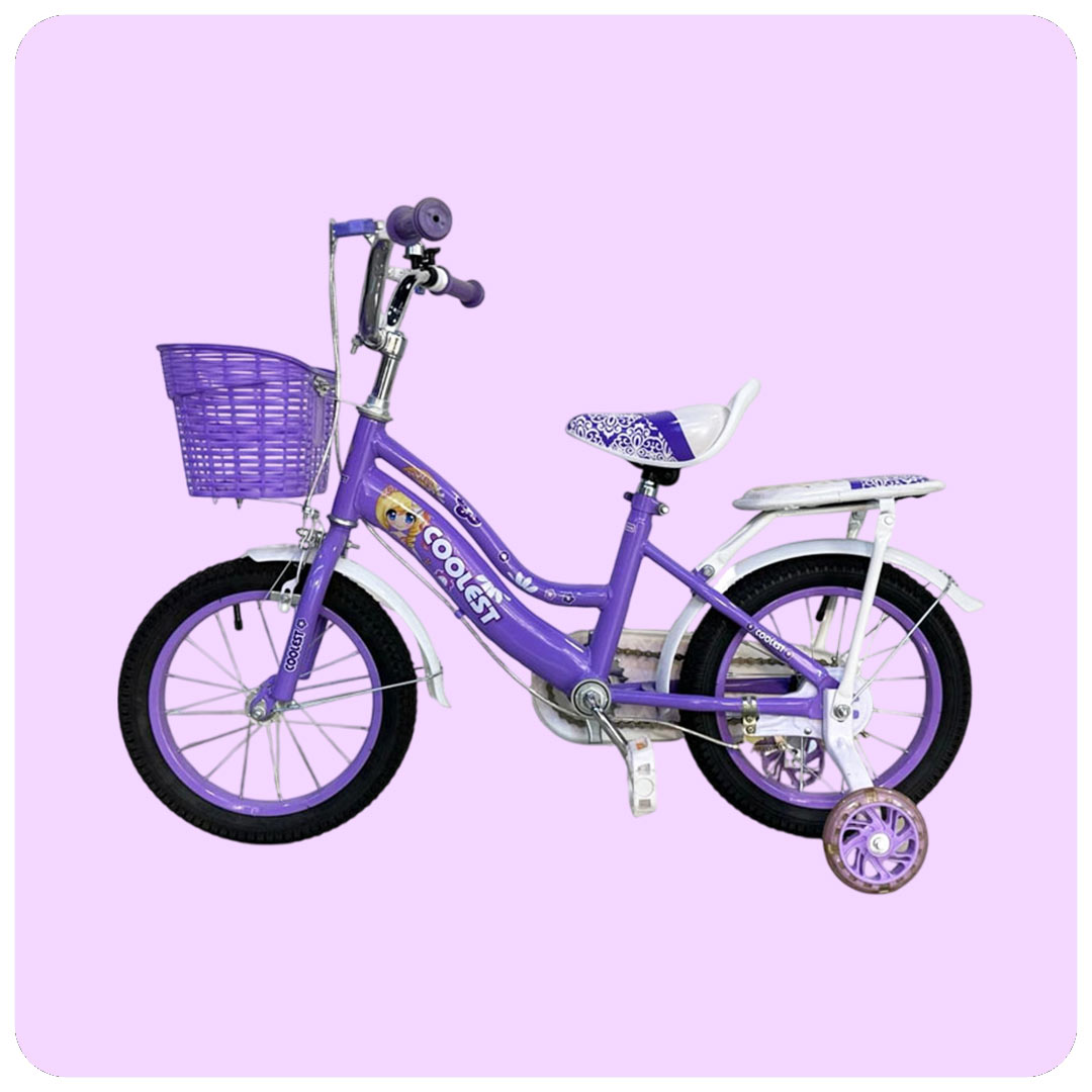 Girls Kids Bicycle – 1 Girls Bike with Training Wheels, Basket & Carrier
