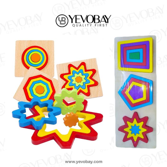 Wooden Colorful Geometric Shapes Blocks