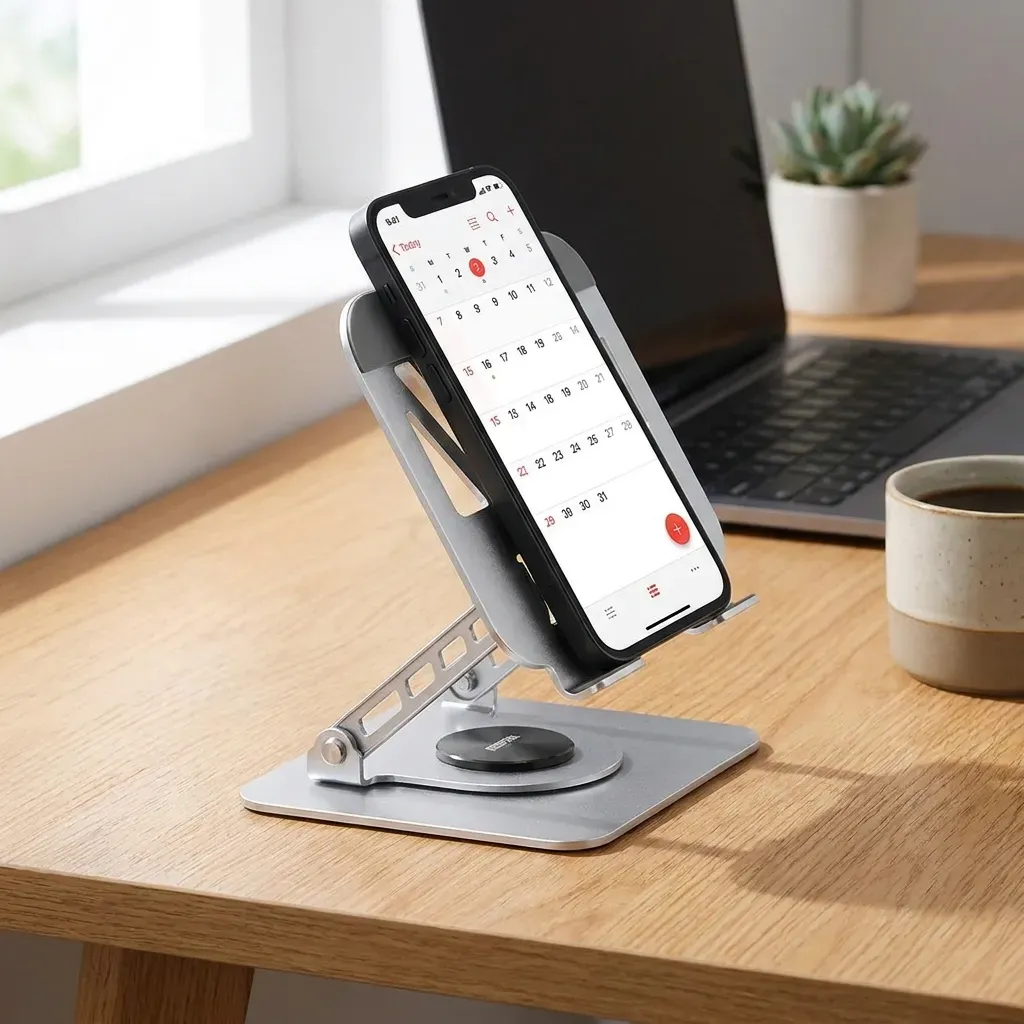 ASPOER Adjustable Aluminum Laptop Stand – Portable Ergonomic Notebook Riser for Desk (Compatible with 10”–17” Laptops)