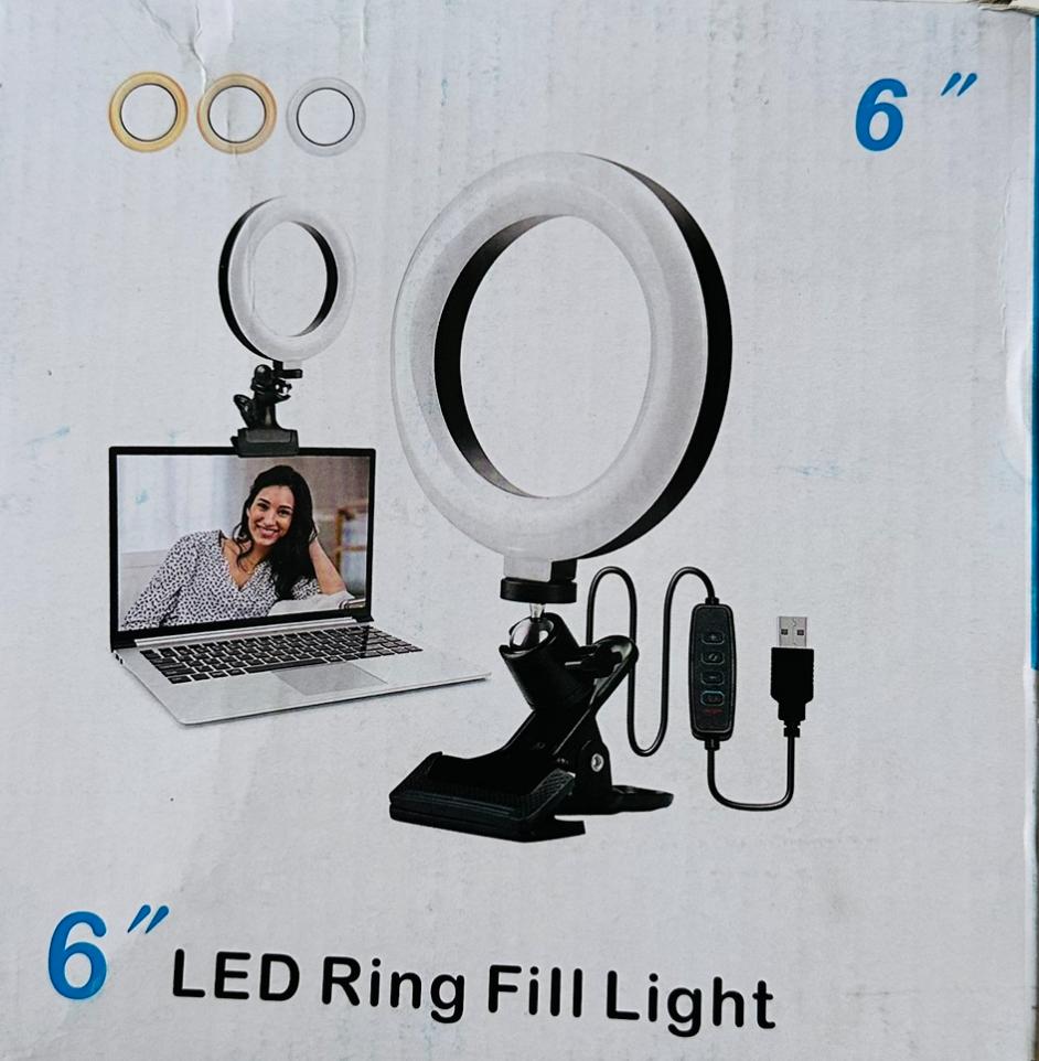 LED Ring Fill Light 6 inch mounting clamp