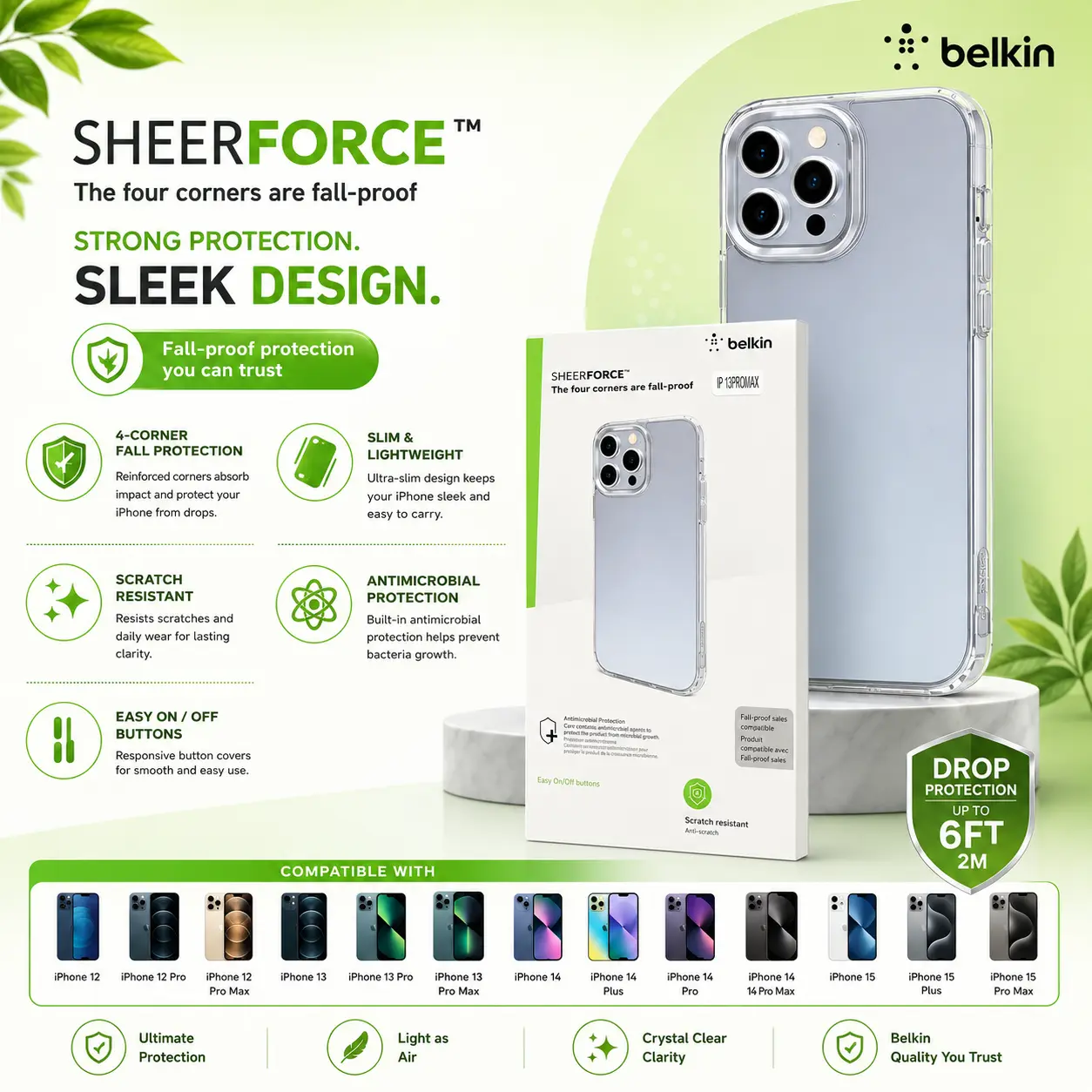 I Phone 13 Pro Max Back Cover Transparent - Sheer force Belkin