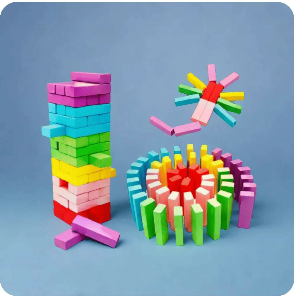 48PCS wooden rainbow stacker Toy Set