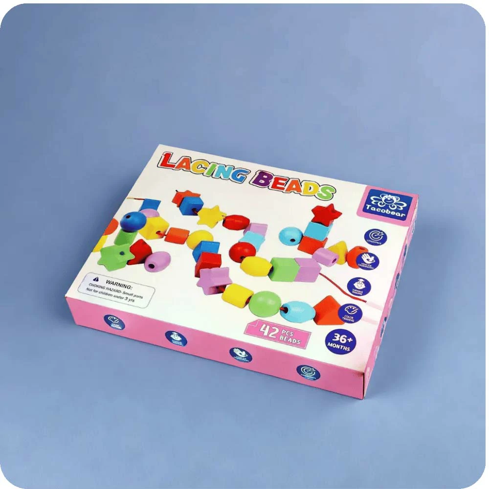 42 PCS Lacing Beads - Wooden Montessori Toys