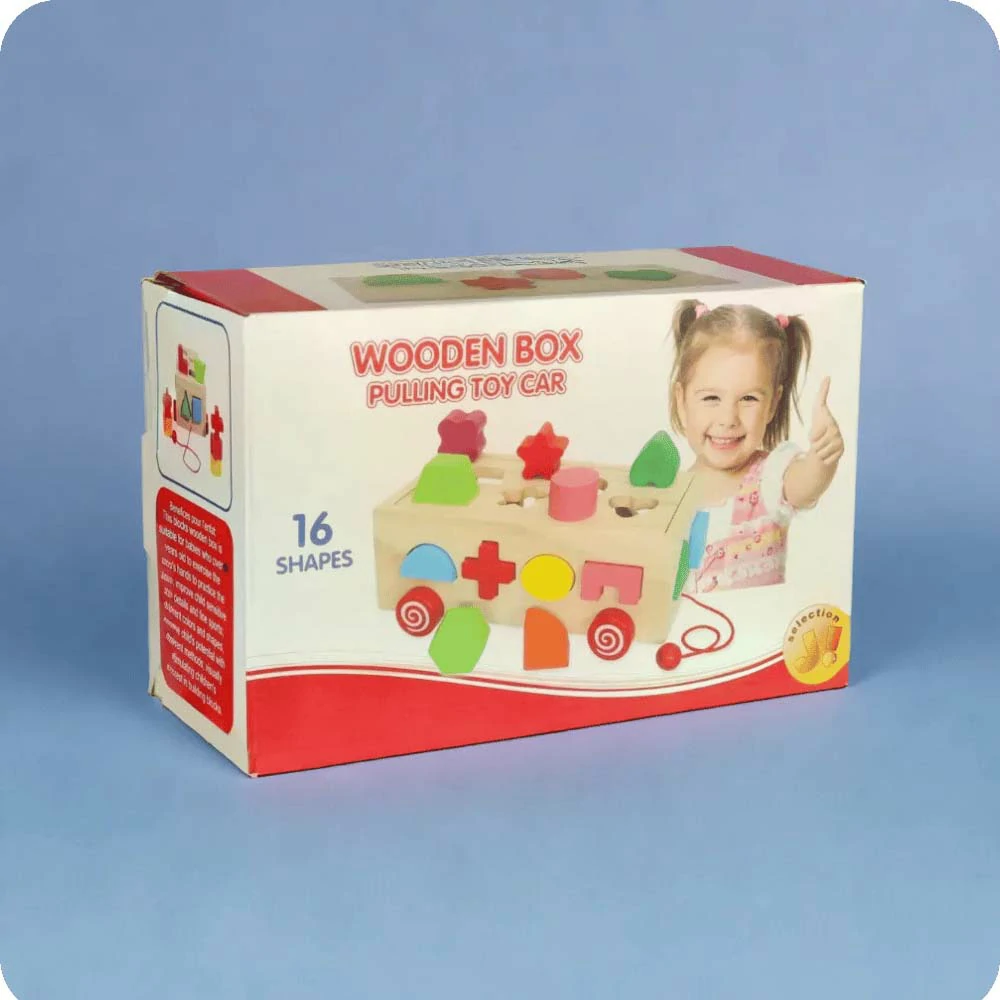 Wooden Box Pulling Toy Car