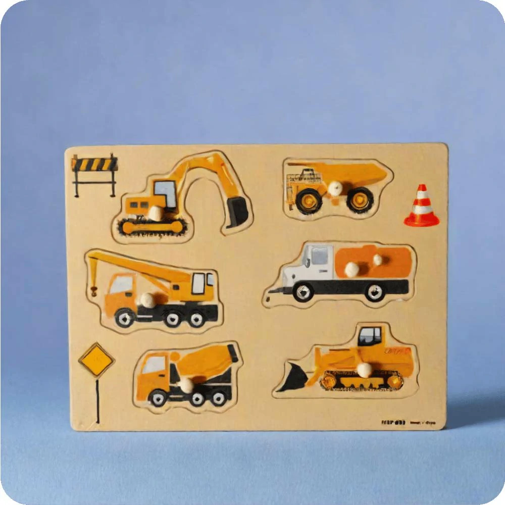 Wooden Educational Construction Vehicles - Excavator, Crane
