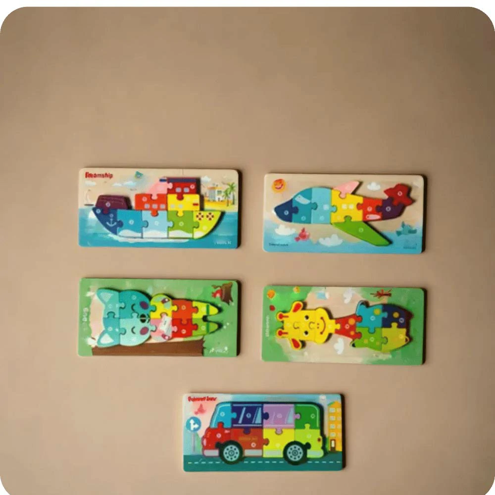 Wooden Puzzles - Animal, Number, Alphabet, vehicles & More