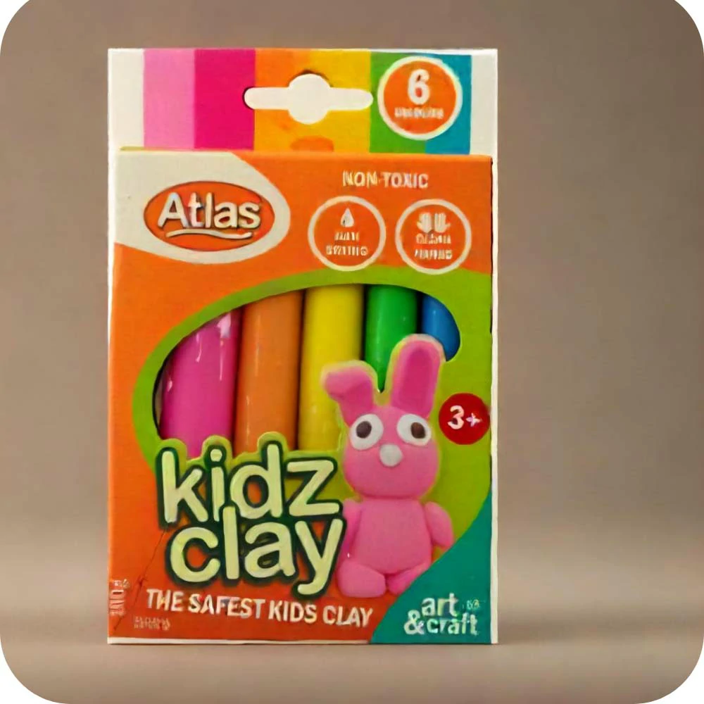 Atlas Kids Clay - Non- Toxic - 6 Colours - 100g