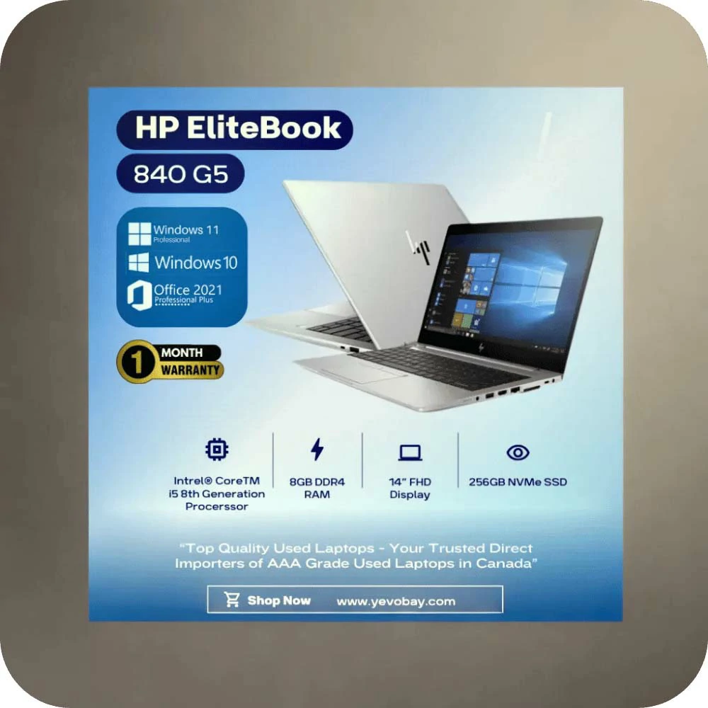 HP EliteBook Laptop (Touch screen)840 G5 - i5 8th Gen 8GB RAM 256 SSD - Europe