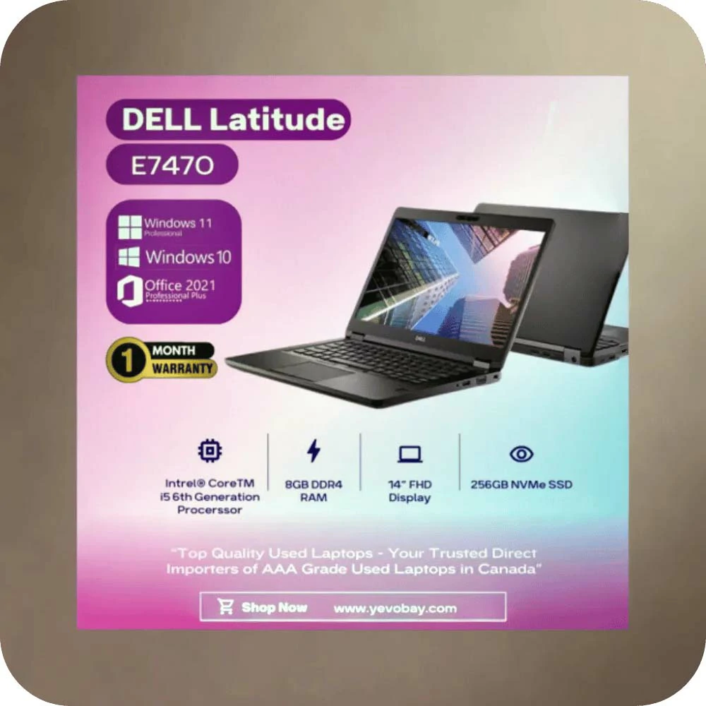 DELL Latitude Laptop E7470 - i5 6th Gen 8GB RAM 256 SSD - Europe