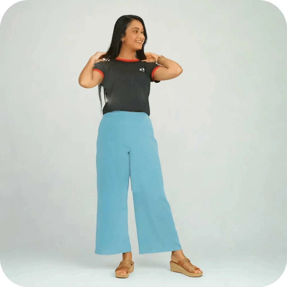 MODERN Wide Leg pull On Pant : SKY BLUE