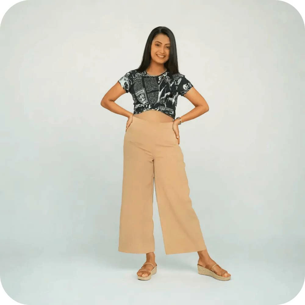 MODERN Wide Leg pull On Pant : CREAMY BROWN