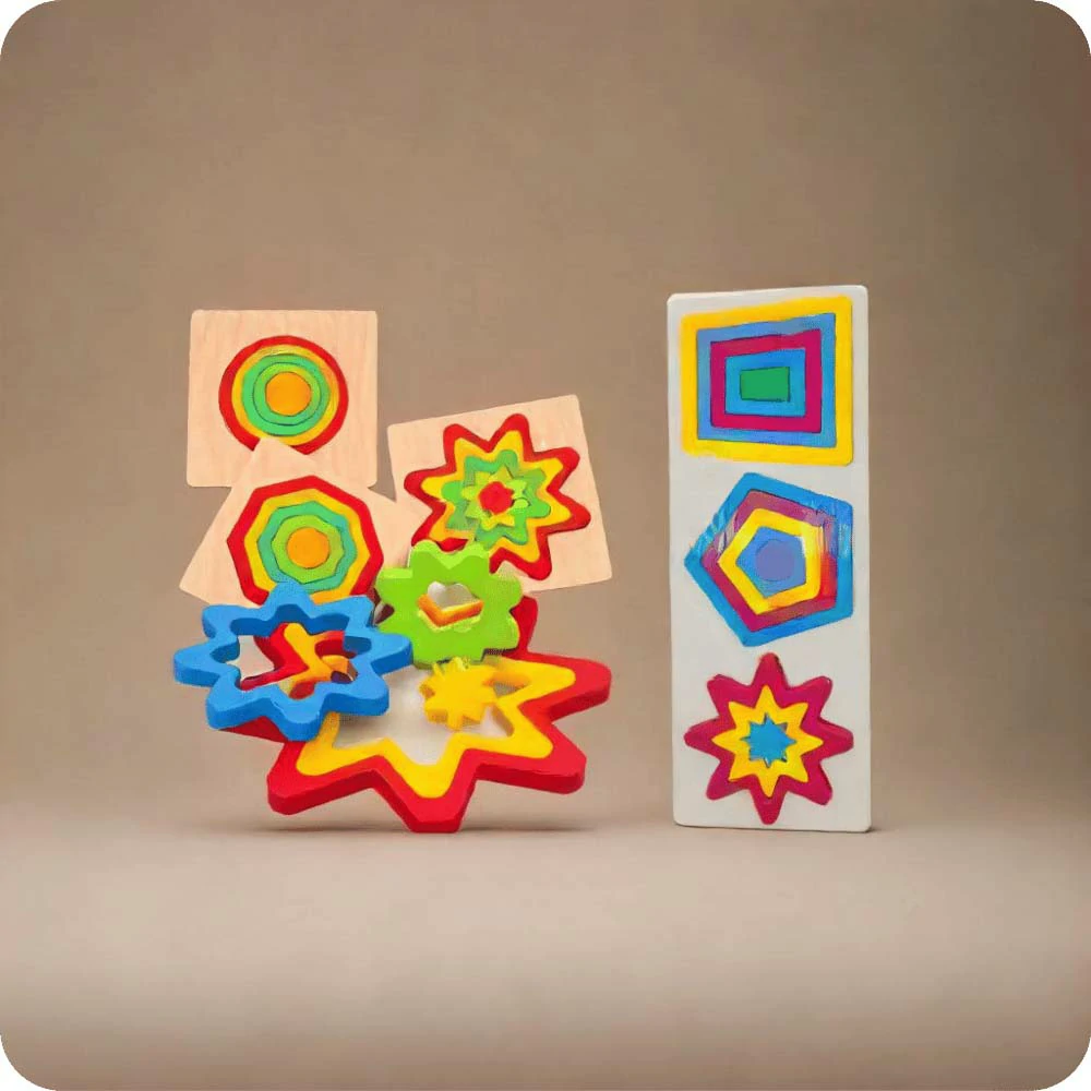 Wooden Colorful Geometric Shapes Blocks