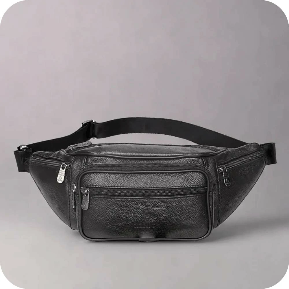 Leather Fanny Pack/ Waist Bag [Black]
