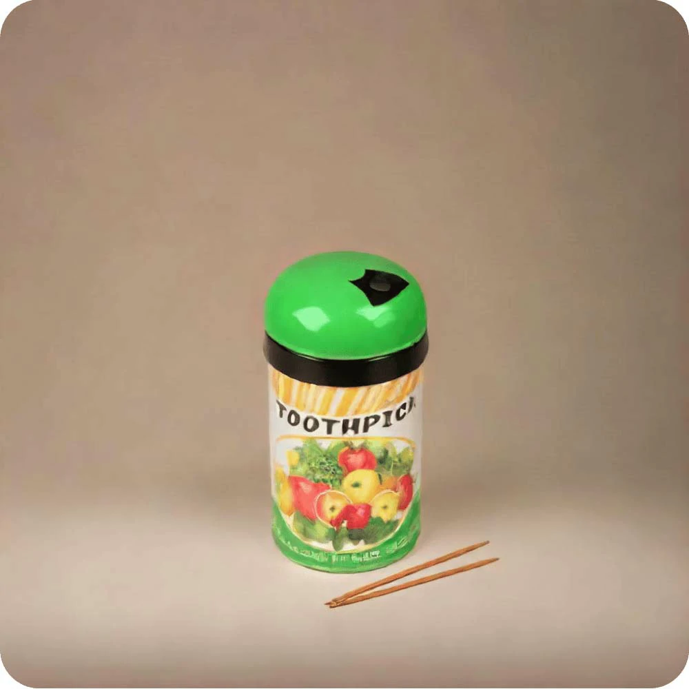 300pcs Bamboo Toothpick Natural Disposable Toothpick Transparent Round Container Toothpick Bottle
