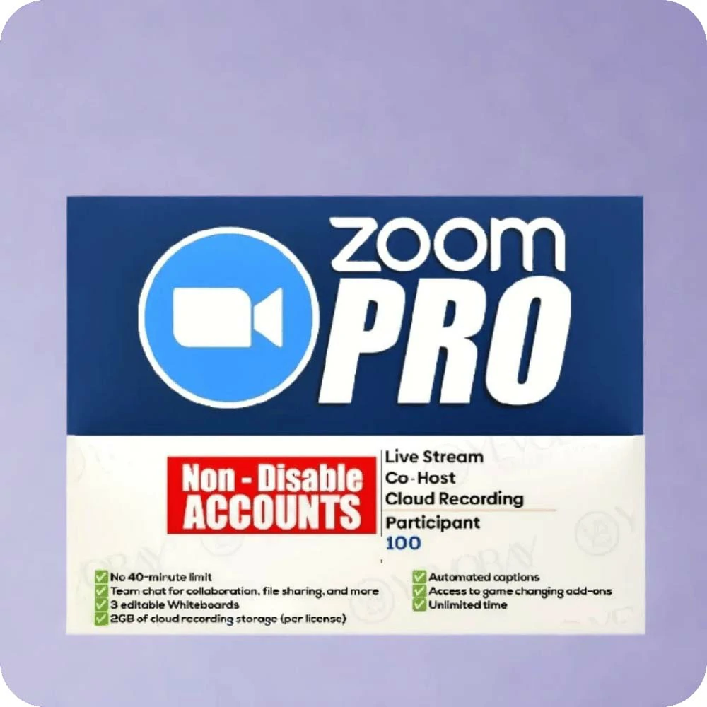 Zoom Pro One Month - 100 Participants (None Disabled)