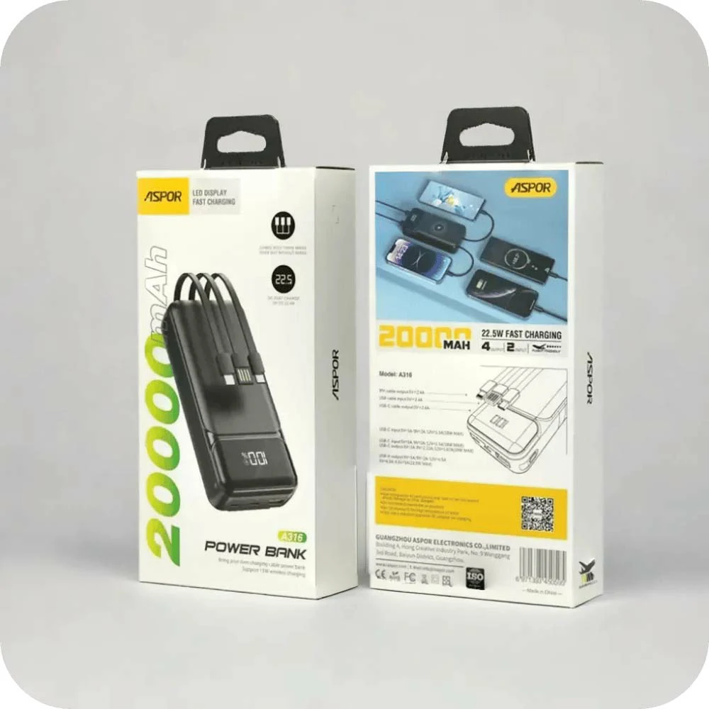 Aspor A316 20000mAh Power bank