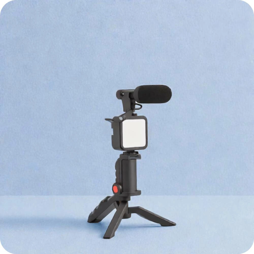 Vlogging Kit - Tripod + Mic + LED Light - Premium Quality