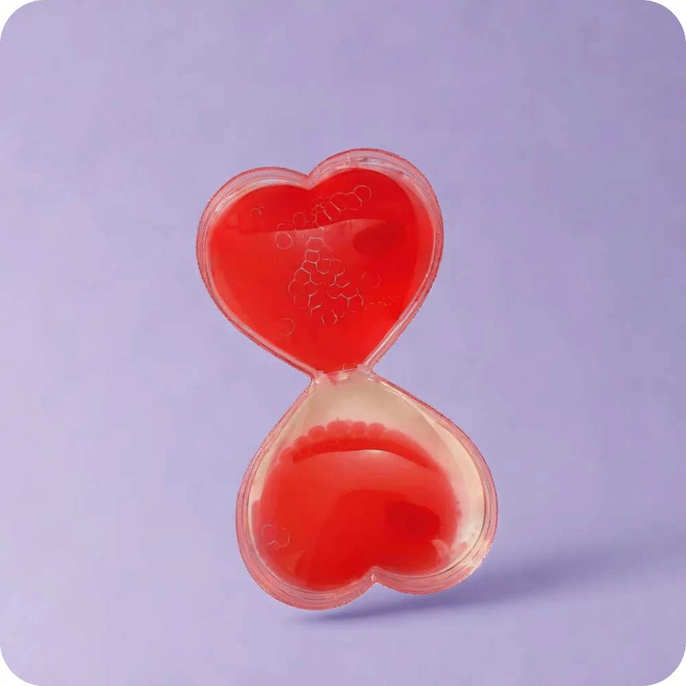 Liquid motion Dual Love Hearts Romantic 4.5 min oil drop timer 5"