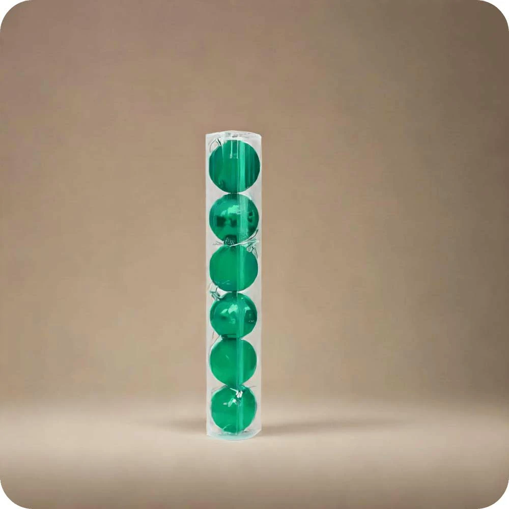 Green Christmas Ball Ornament Assortment (Set of 06) Large