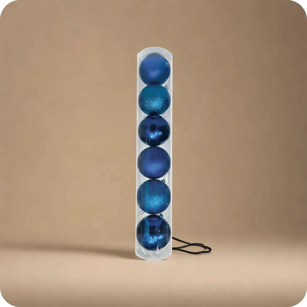 Blue Christmas Ball Ornament Assortment (Set of 06) Large