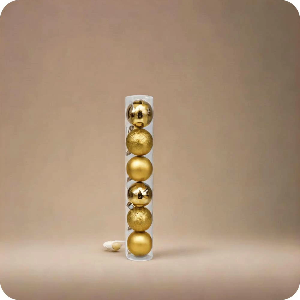 Gold Christmas Ball Ornament Assortment (Set of 06) Large