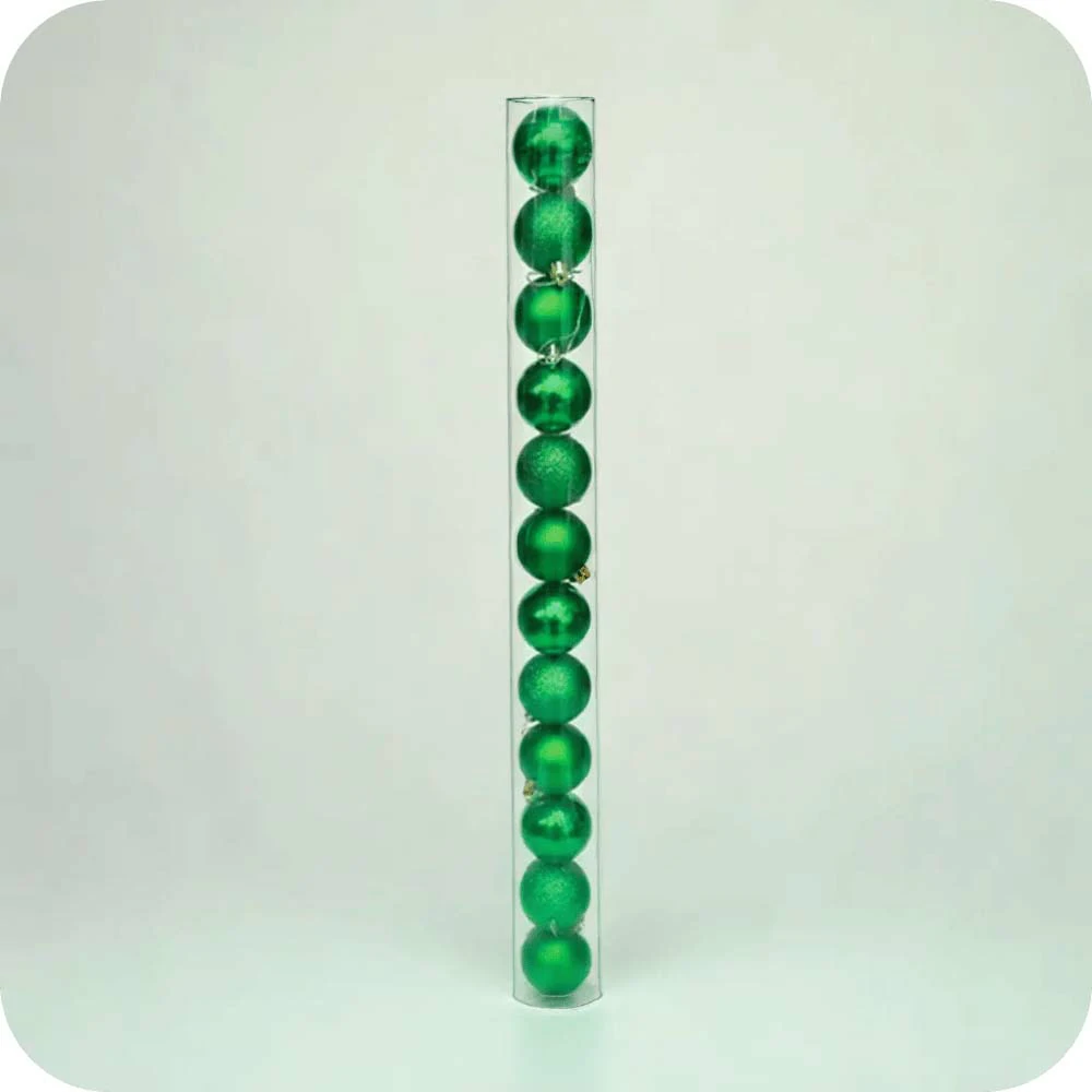 Green Christmas Ball Ornament Assortment (Set of 12) Large