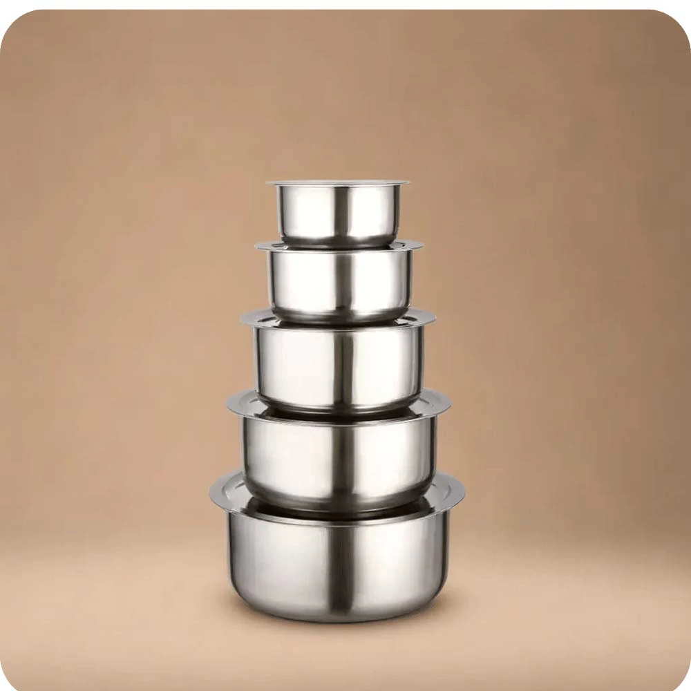 5 Pieces stainless steel pot set - Heavy My home - Large