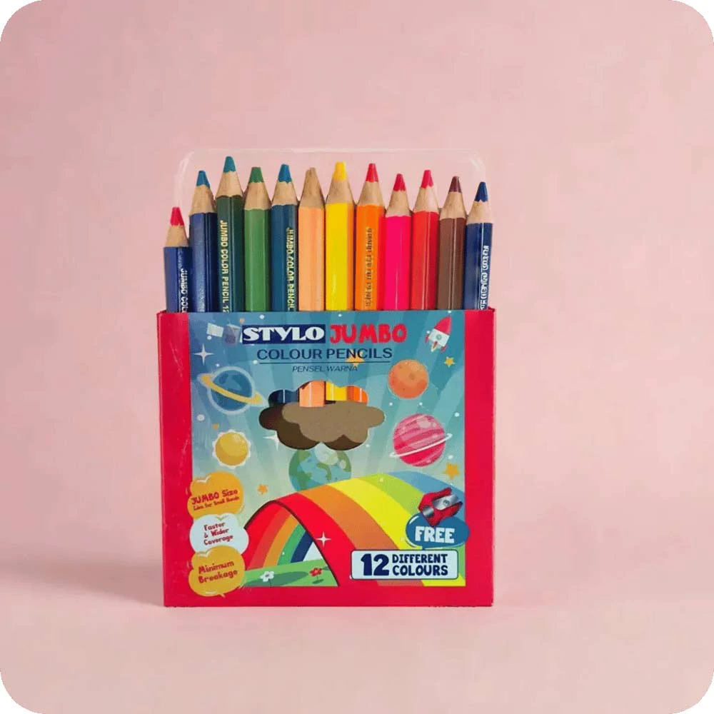 Color Pencil Stylo Jumbo Half size ( 12 - Different Colors )
