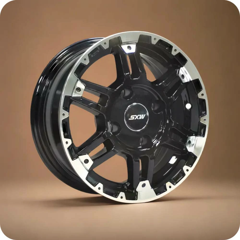 13x5.5 Inch Black Machine Face Van Wheel - 4x114.3 PCD - MODEL L311 - YEVOBAY Sri Lanka