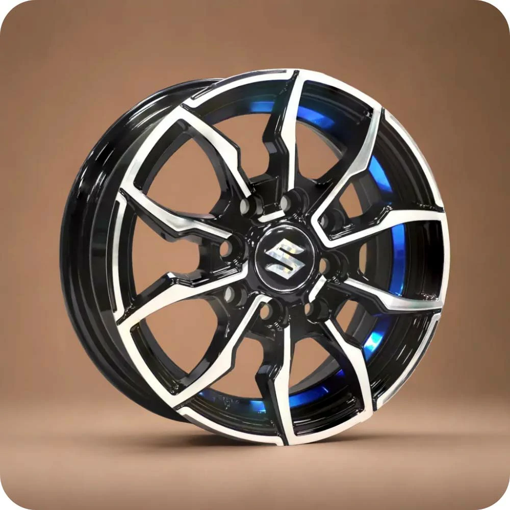 13x5.5 Inch Matt Black Blue Undercut Alloy Car Wheels - 8x100/114.3 PCD - MODEL RE-676 - YEVOBAY Sri Lanka