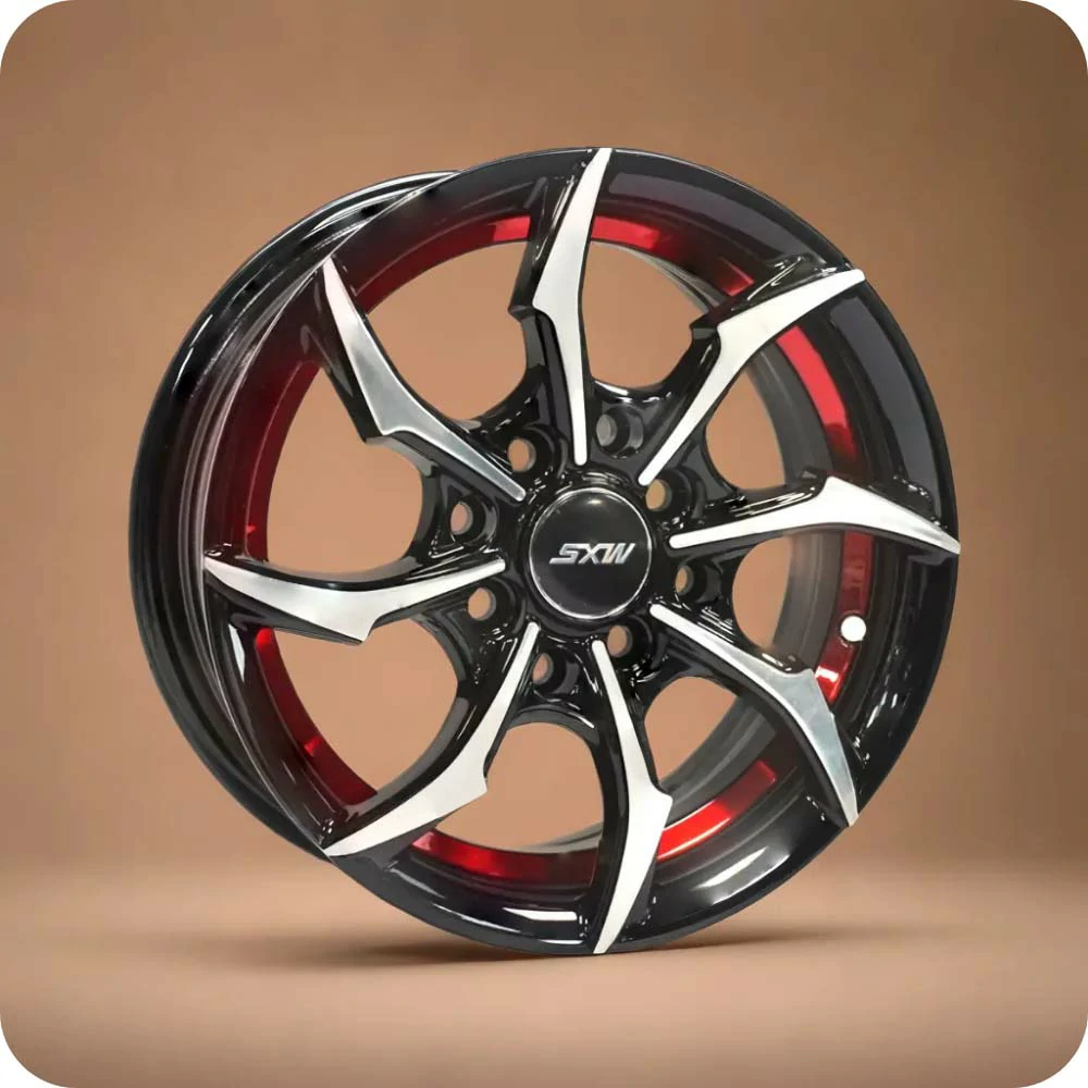 13x5.5 Inch Matt Black Red Undercut Alloy Car Wheels - 8x100/114.3 PCD - MODEL RE-646 - YEVOBAY Sri Lanka