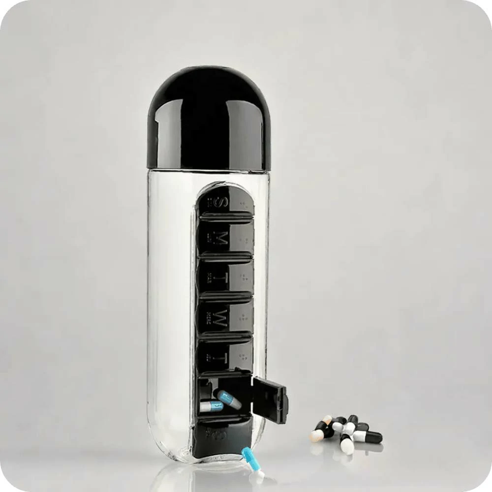 Pill Organizer Water Bottle – 7-Day Medication Storage & Hydration Solution