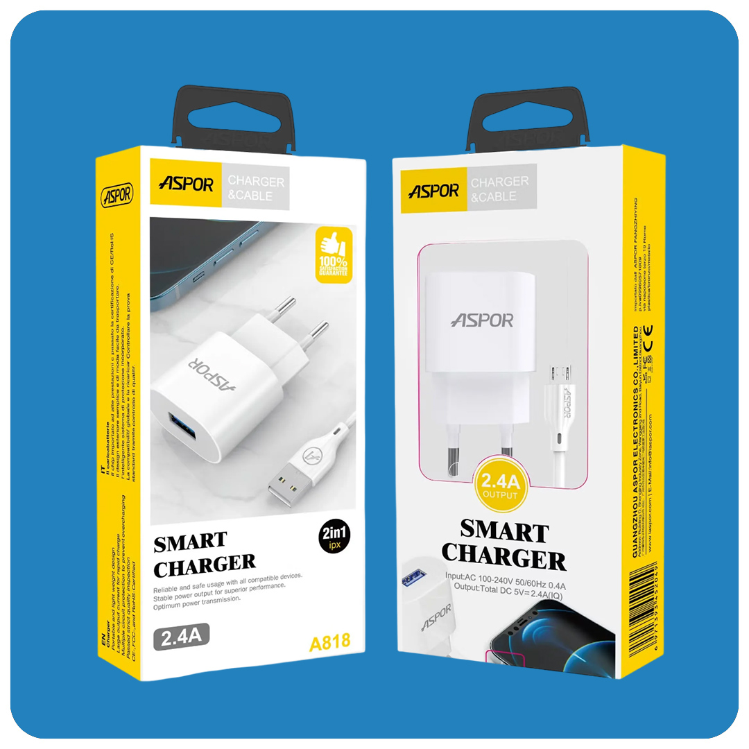 2.4A IQ Fast Home Charger – Universal USB Wall Adapter