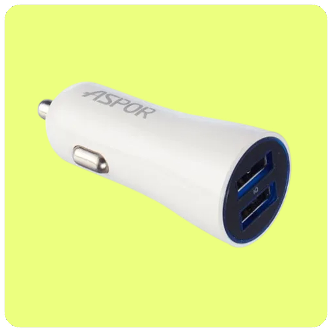 Aspor A902 Car Charger (2USB / 2.4A) LED – White