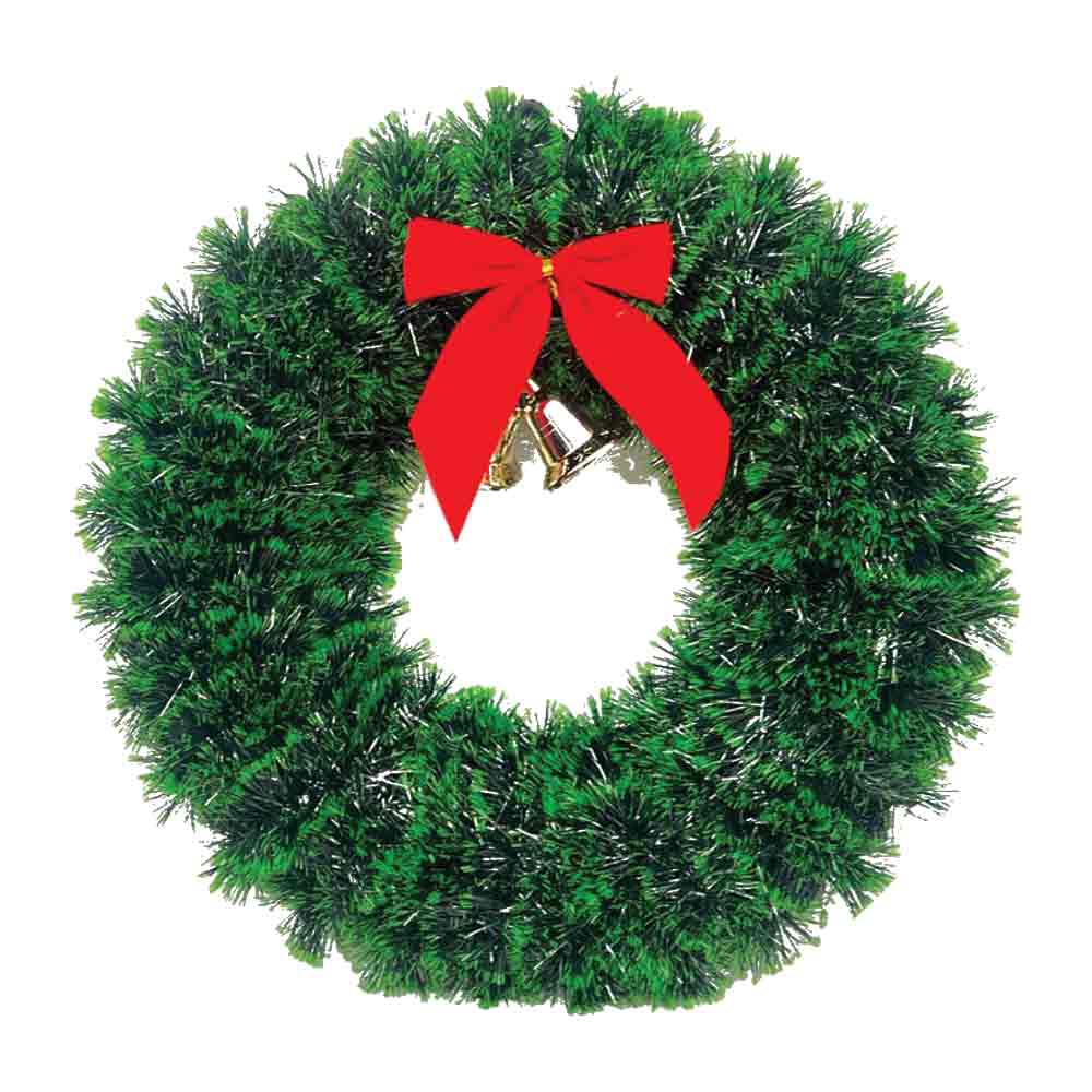 Christmas Wreath Green Edged Red Bow