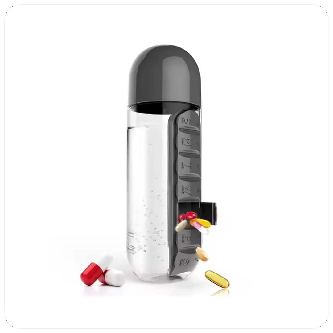 Pill Organizer Water Bottle – 7-Day Medication Storage & Hydration Solution