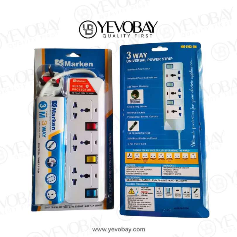 Marken 3 in 1 Univeral power Strip - NM-E103